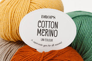DROPS Cotton Merino siūlai – 50% merino vilna, 50% medvilnė